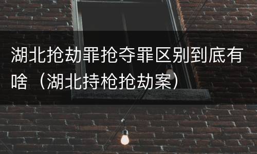湖北抢劫罪抢夺罪区别到底有啥（湖北持枪抢劫案）