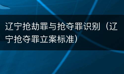 辽宁抢劫罪与抢夺罪识别（辽宁抢夺罪立案标准）