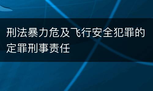 刑法暴力危及飞行安全犯罪的定罪刑事责任