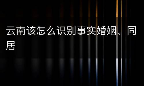 云南该怎么识别事实婚姻、同居