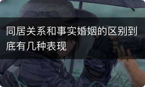 同居关系和事实婚姻的区别到底有几种表现