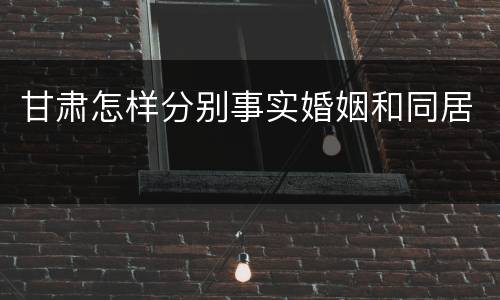甘肃怎样分别事实婚姻和同居