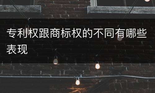 专利权跟商标权的不同有哪些表现