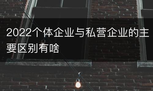 2022个体企业与私营企业的主要区别有啥
