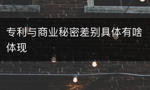 专利与商业秘密差别具体有啥体现