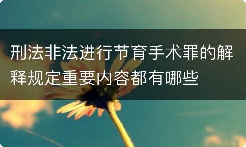 刑法非法进行节育手术罪的解释规定重要内容都有哪些