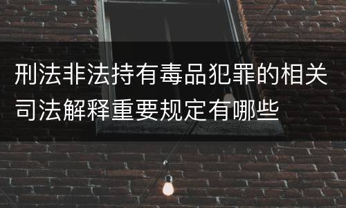 刑法非法持有毒品犯罪的相关司法解释重要规定有哪些