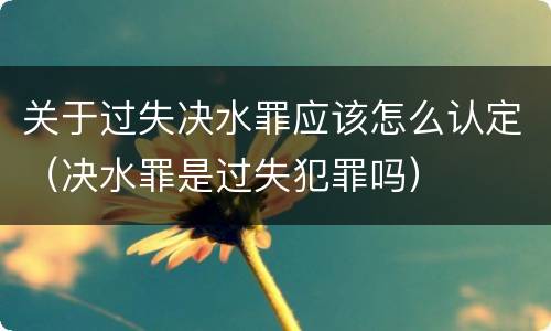 关于过失决水罪应该怎么认定（决水罪是过失犯罪吗）