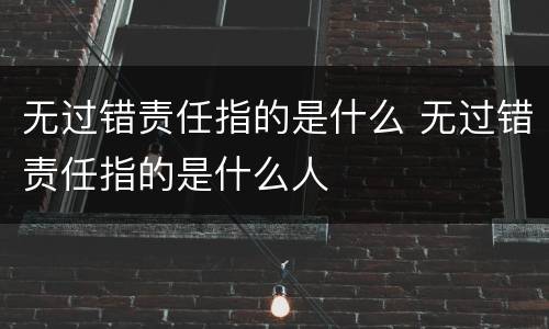 无过错责任指的是什么 无过错责任指的是什么人