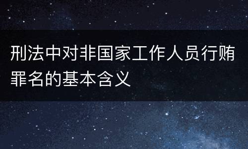 刑法中对非国家工作人员行贿罪名的基本含义
