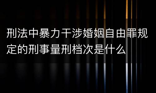 刑法中暴力干涉婚姻自由罪规定的刑事量刑档次是什么