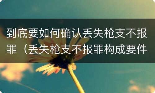 到底要如何确认丢失枪支不报罪（丢失枪支不报罪构成要件）