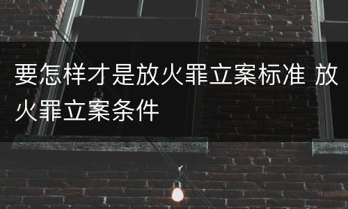 要怎样才是放火罪立案标准 放火罪立案条件