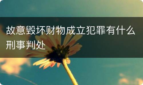 故意毁坏财物成立犯罪有什么刑事判处