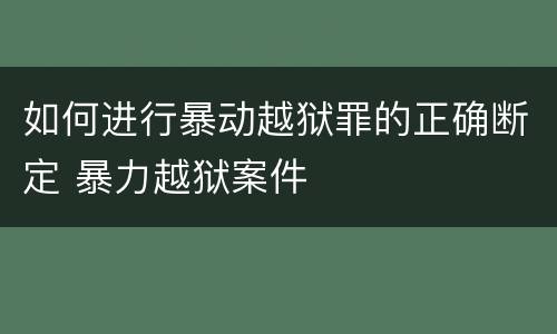 如何进行暴动越狱罪的正确断定 暴力越狱案件