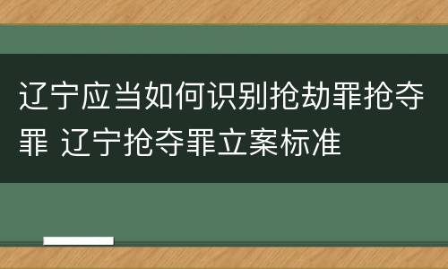 辽宁应当如何识别抢劫罪抢夺罪 辽宁抢夺罪立案标准