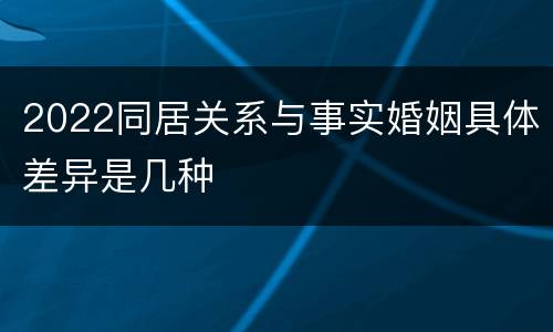 2022同居关系与事实婚姻具体差异是几种