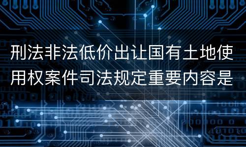 刑法非法低价出让国有土地使用权案件司法规定重要内容是什么