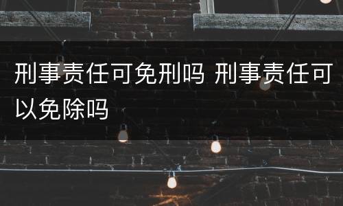 刑事责任可免刑吗 刑事责任可以免除吗