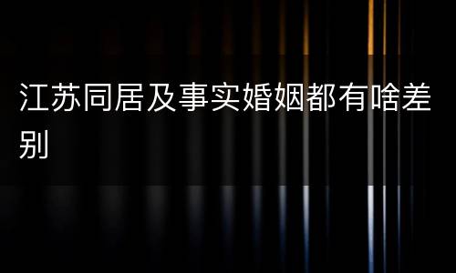 江苏同居及事实婚姻都有啥差别