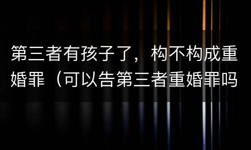 第三者有孩子了，构不构成重婚罪（可以告第三者重婚罪吗）