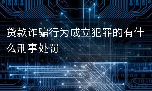 贷款诈骗行为成立犯罪的有什么刑事处罚