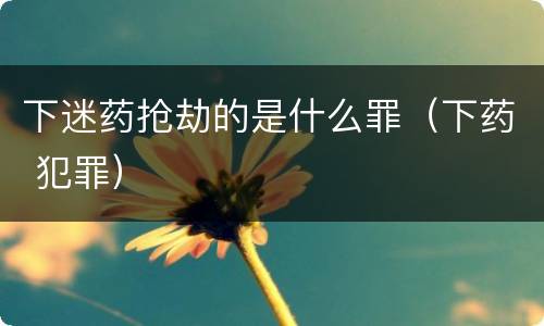 下迷药抢劫的是什么罪（下药 犯罪）