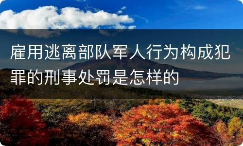 雇用逃离部队军人行为构成犯罪的刑事处罚是怎样的