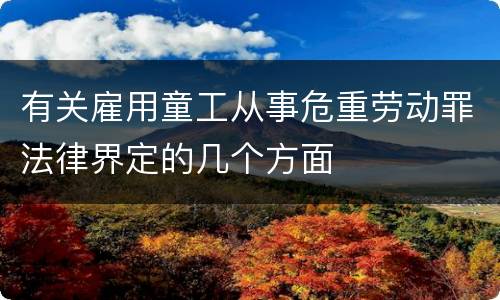 有关雇用童工从事危重劳动罪法律界定的几个方面