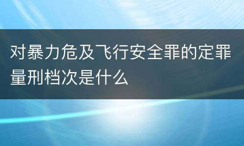 对暴力危及飞行安全罪的定罪量刑档次是什么