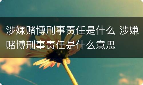 涉嫌赌博刑事责任是什么 涉嫌赌博刑事责任是什么意思