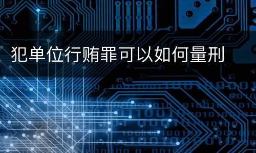 犯单位行贿罪可以如何量刑