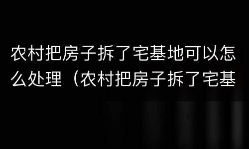 农村把房子拆了宅基地可以怎么处理（农村把房子拆了宅基地可以怎么处理?）