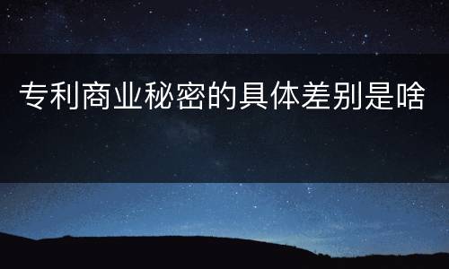 专利商业秘密的具体差别是啥