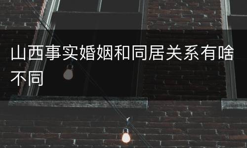 山西事实婚姻和同居关系有啥不同
