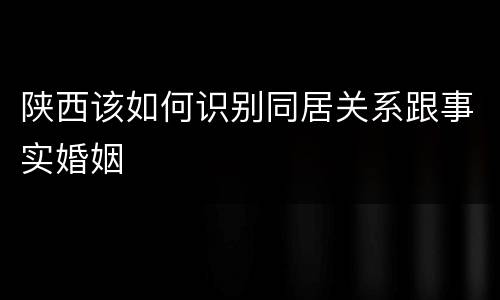陕西该如何识别同居关系跟事实婚姻