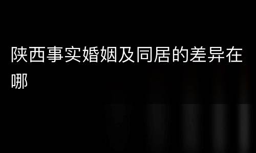 陕西事实婚姻及同居的差异在哪