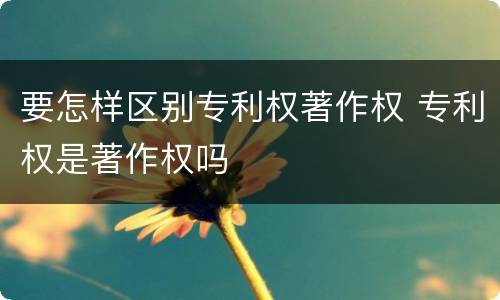要怎样区别专利权著作权 专利权是著作权吗