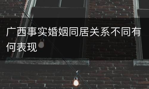 广西事实婚姻同居关系不同有何表现