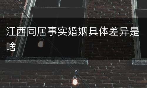 江西同居事实婚姻具体差异是啥