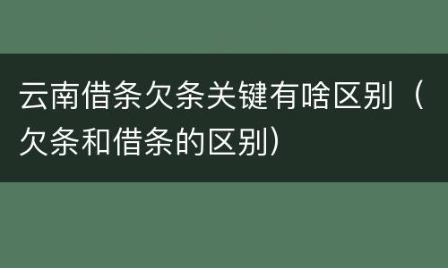 云南借条欠条关键有啥区别（欠条和借条的区别）