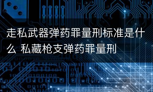 走私武器弹药罪量刑标准是什么 私藏枪支弹药罪量刑
