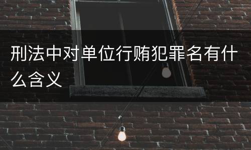 刑法中对单位行贿犯罪名有什么含义