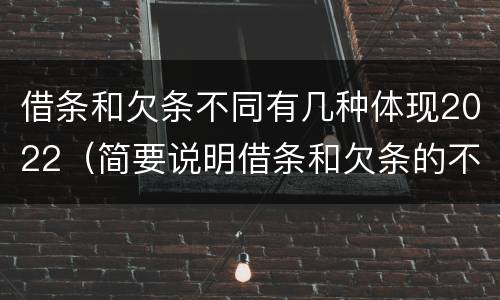 借条和欠条不同有几种体现2022（简要说明借条和欠条的不同之处）
