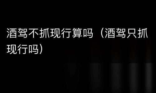 酒驾不抓现行算吗（酒驾只抓现行吗）