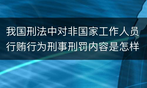 我国刑法中对非国家工作人员行贿行为刑事刑罚内容是怎样