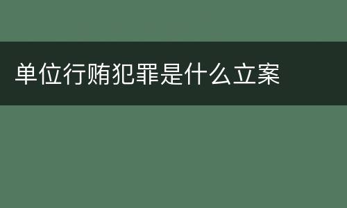 单位行贿犯罪是什么立案