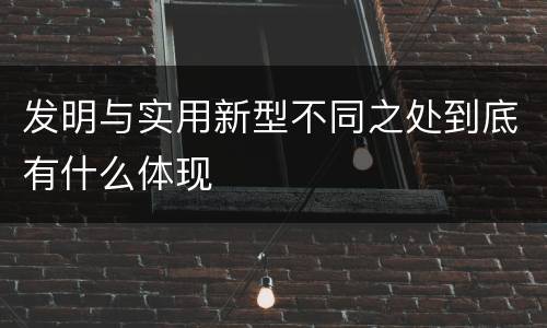 发明与实用新型不同之处到底有什么体现