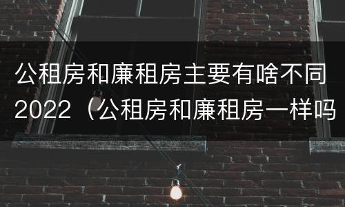 公租房和廉租房主要有啥不同2022（公租房和廉租房一样吗有什么区别）
