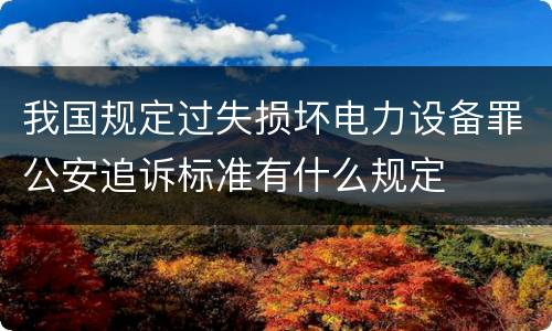我国规定过失损坏电力设备罪公安追诉标准有什么规定